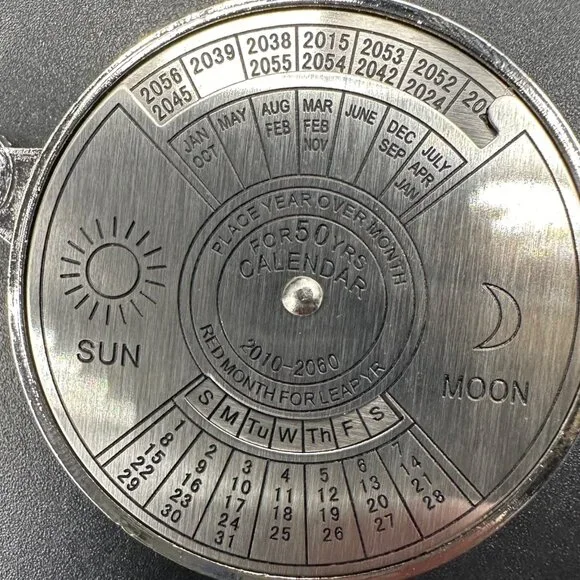 50 Year Perpetual Calendar Pendant Necklace 2010 to 2060 Nautical Guide Metal - Picture 5 of 9